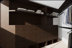 Custom walk-in closet cabinetry render